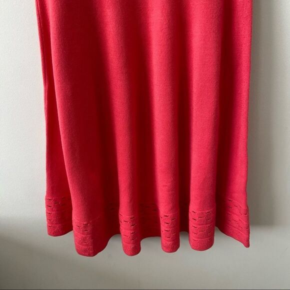 Nwt-chelsea28 (Nordstrom)Ponte Hot Coral Open Work Fit & Flare Dress - Picture 6 of 10